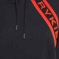 Pre Owned Sonia Rykiel Black Logo Trim Cotton Knit Hoodie M