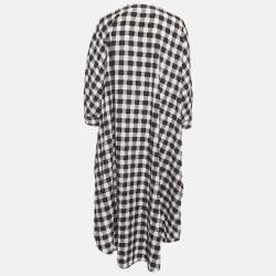Pre Owned Sonia Rykiel Black/White Checked Cotton Long Kaftan Dress One Size 