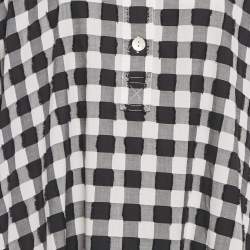 Pre Owned Sonia Rykiel Black/White Checked Cotton Long Kaftan Dress One Size 
