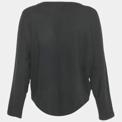 Pre Owned Sonia Rykiel Black Tiger Print Jersey Beaded Top L