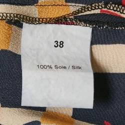 Pre Owned طقم بلوزة وسروال حرير مطبوع متعدد الألوان سونيا ريكيل حجم متوسط