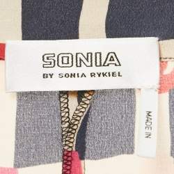 Pre Owned طقم بلوزة وسروال حرير مطبوع متعدد الألوان سونيا ريكيل حجم متوسط