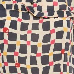 Pre Owned طقم بلوزة وسروال حرير مطبوع متعدد الألوان سونيا ريكيل حجم متوسط