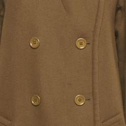 Pre Owned Sonia by Sonia Rykiel Brown Wool Blend Contrast Sleeve Detail Double Breasted Coat L