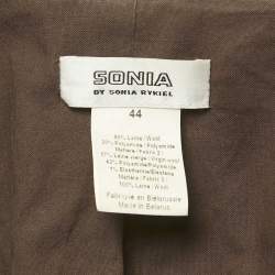 Pre Owned Sonia by Sonia Rykiel Brown Wool Blend Contrast Sleeve Detail Double Breasted Coat L