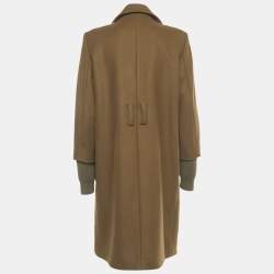Pre Owned Sonia by Sonia Rykiel Brown Wool Blend Contrast Sleeve Detail Double Breasted Coat L
