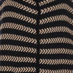 Pre Owned Sonia Rykiel Navy Blue/Beige Stripe Wool Blend Cape L