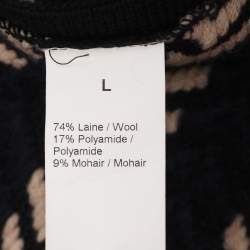 Pre Owned Sonia Rykiel Navy Blue/Beige Stripe Wool Blend Cape L