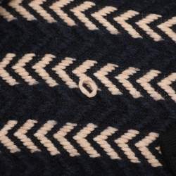 Pre Owned Sonia Rykiel Navy Blue/Beige Stripe Wool Blend Cape L