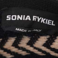 Pre Owned Sonia Rykiel Navy Blue/Beige Stripe Wool Blend Cape L