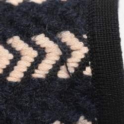 Pre Owned Sonia Rykiel Navy Blue/Beige Stripe Wool Blend Cape L