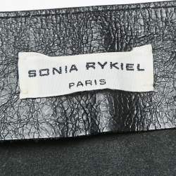 Pre Owned Sonia Rykiel Black Leather Buttoned Mini Skirt M