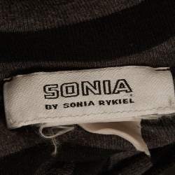 مملوكة مسبقًا Sonia Rykiel Grey Striped Jersey Belted Top M