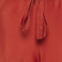 Pre Owned Sonia Rykiel Red Cotton Blend Drawstring Trousers S