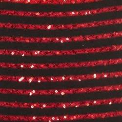 Pre Owned Sonia Rykiel Black/Red Sequin Striped Cashmere Top L