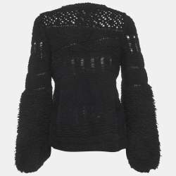 Pre Owned Sonia Rykiel Black Open Knit Sweatshirt M