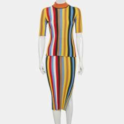 Pre Owned Sonia Rykiel Multicolor Striped Stretch Knit Set XS