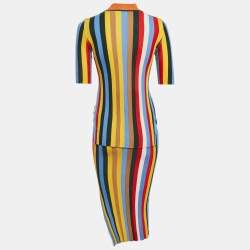Pre Owned Sonia Rykiel Multicolor Striped Stretch Knit Set XS