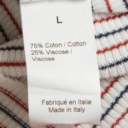 Pre Owned Sonia Rykiel Pink/White Striped Knit Jumper L