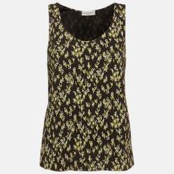 Pre Owned Sonia Rykiel Black Floral Printed Crepe Tank Top S
