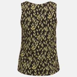 Pre Owned Sonia Rykiel Black Floral Printed Crepe Tank Top S