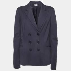 Pre Owned Sonia by Sonia Rykiel Navy Blue Jersey Double Breasted Blazer L