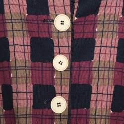 Sonia Rykiel Multicolor Checked Printed Cotton and Linen Contrast Collar Blazer M
