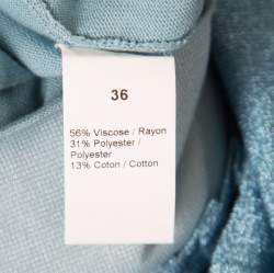 Pre Owned Sonia Rykiel Metallic Blue Ribbed Waist Pleated Midi Skirt S