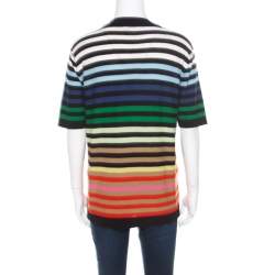 Sonia Rykiel Multicolor Striped Cotton and Silk Vinyl Strip Detail Top M