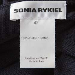 Pre Owned Sonia Rykiel Navy Blue Purl Knit Sleeveless Trompe L'oeil Diamanté Maxi Dress L