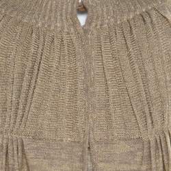 Sonia Rykiel Beige Perforated Lurex Knit Maxi Dress L