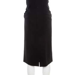 Pre Owned Sonia Rykiel Black Diagonal Pintuck Detail Pencil Skirt XL