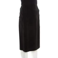Pre Owned Sonia Rykiel Black Diagonal Pintuck Detail Pencil Skirt XL