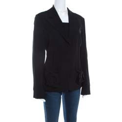 Pre Owned Sonia Rykiel Black Crepe Bow Pocket Detail Jacket  L