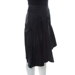 Pre Owned Sonia Rykiel Black Silk Blend Front Bow Detail Skirt L