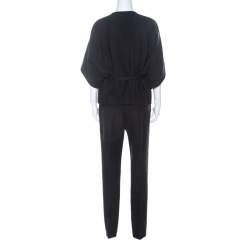 Pre Owned Sonia Rykiel Black Cotton Belted Pant Suit L