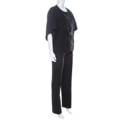 Pre Owned Sonia Rykiel Black Cotton Belted Pant Suit L
