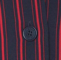 Pre Owned Sonia Rykiel Navy Blue & Red Striped Silk Crepe De Chine Shirt XL