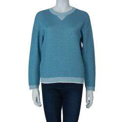 Pre Owned Sonia Rykiel Blue Shimmer Sweater S