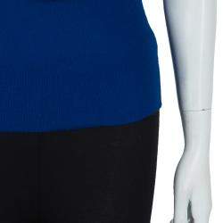 Pre Owned Sonia Rykiel Blue Knit Short Sleeve Embellished Tie Detail Top S