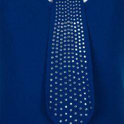Pre Owned Sonia Rykiel Blue Knit Short Sleeve Embellished Tie Detail Top S