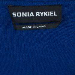 Pre Owned Sonia Rykiel Blue Knit Short Sleeve Embellished Tie Detail Top S