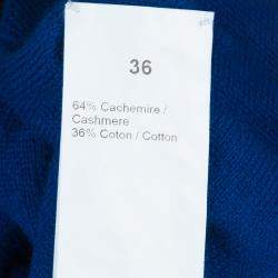 Pre Owned Sonia Rykiel Blue Knit Short Sleeve Embellished Tie Detail Top S