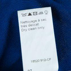 Pre Owned Sonia Rykiel Blue Knit Short Sleeve Embellished Tie Detail Top S