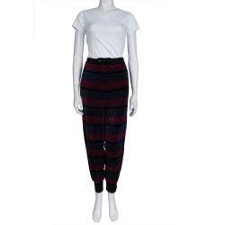 Sonia Rykiel Multicolor Striped Velvet Jogger Pants XL