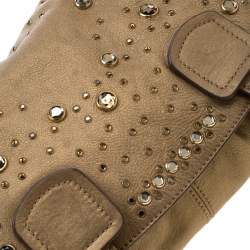 Sonia Rykiel Metallic Gold Leather Studded Shoulder Bag