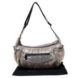 Sonia Rykiel Grey/Black Textured Fabric Hobo