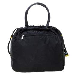 Sonia Rykiel Black Nylon Drawstring Shoulder Bag