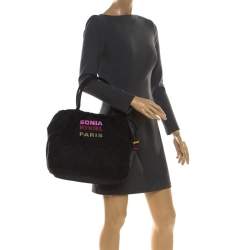 Sonia Rykiel Black Nylon Drawstring Shoulder Bag
