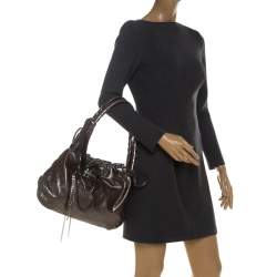 Sonia Rykiel Silver Leather Chain Embellished Shoulder Bag